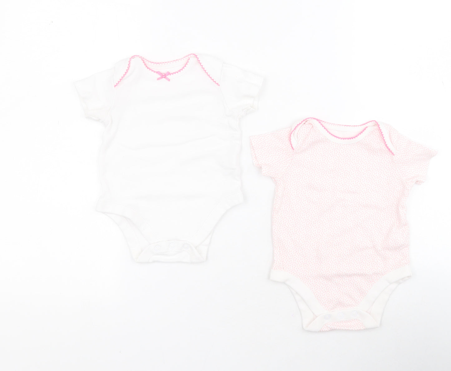F&F Baby Pink Polka Dot 100% Cotton Babygrow One-Piece Size 3-6 Months  Snap