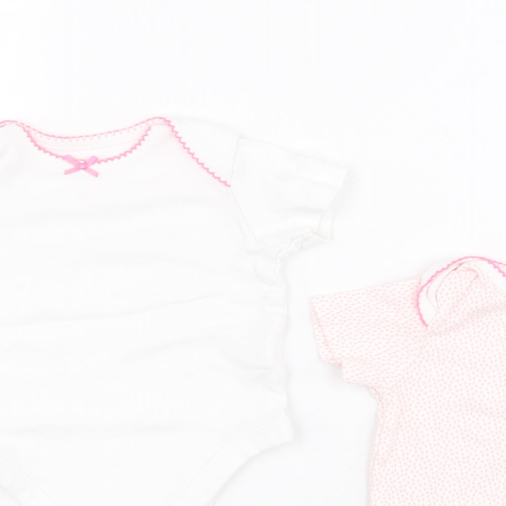 F&F Baby Pink Polka Dot 100% Cotton Babygrow One-Piece Size 3-6 Months  Snap