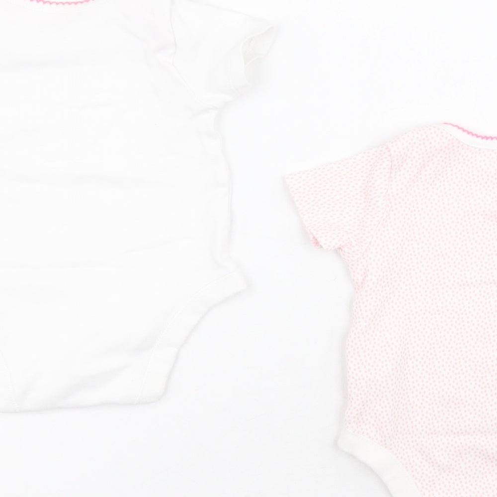 F&F Baby Pink Polka Dot 100% Cotton Babygrow One-Piece Size 3-6 Months  Snap