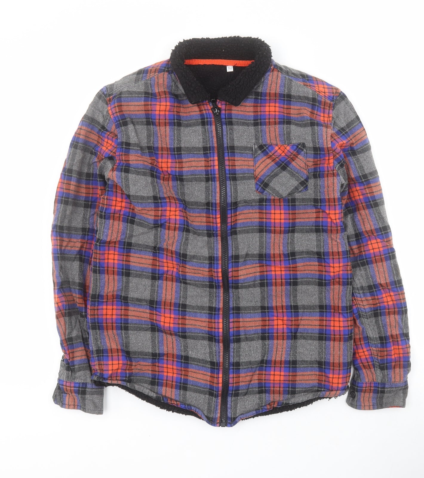 Marks and Spencer Boys Orange Check  Jacket  Size 12-13 Years  Zip