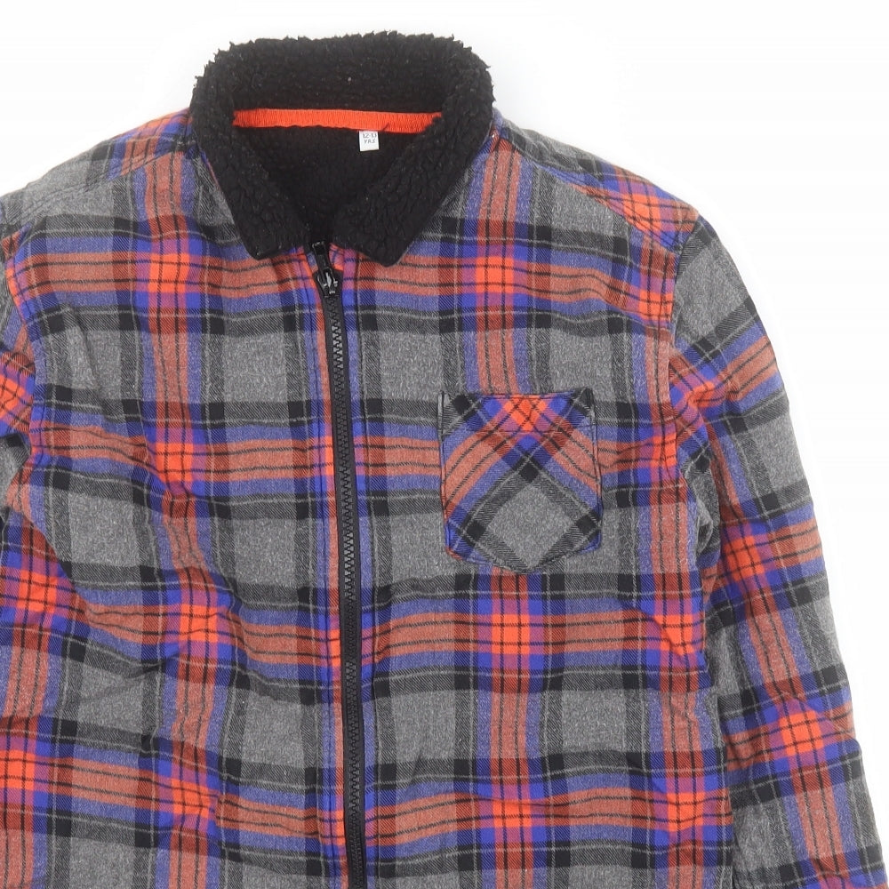 Marks and Spencer Boys Orange Check  Jacket  Size 12-13 Years  Zip