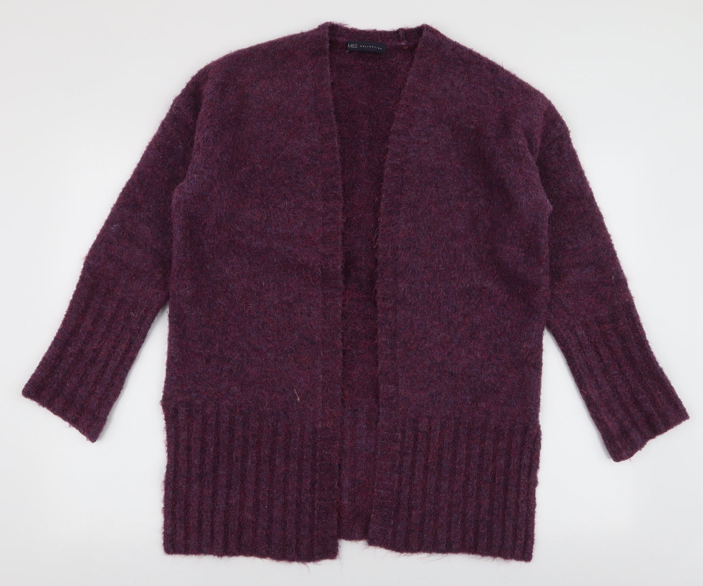 Marks and Spencer Womens Purple V-Neck  Acrylic Cardigan Jumper Size M