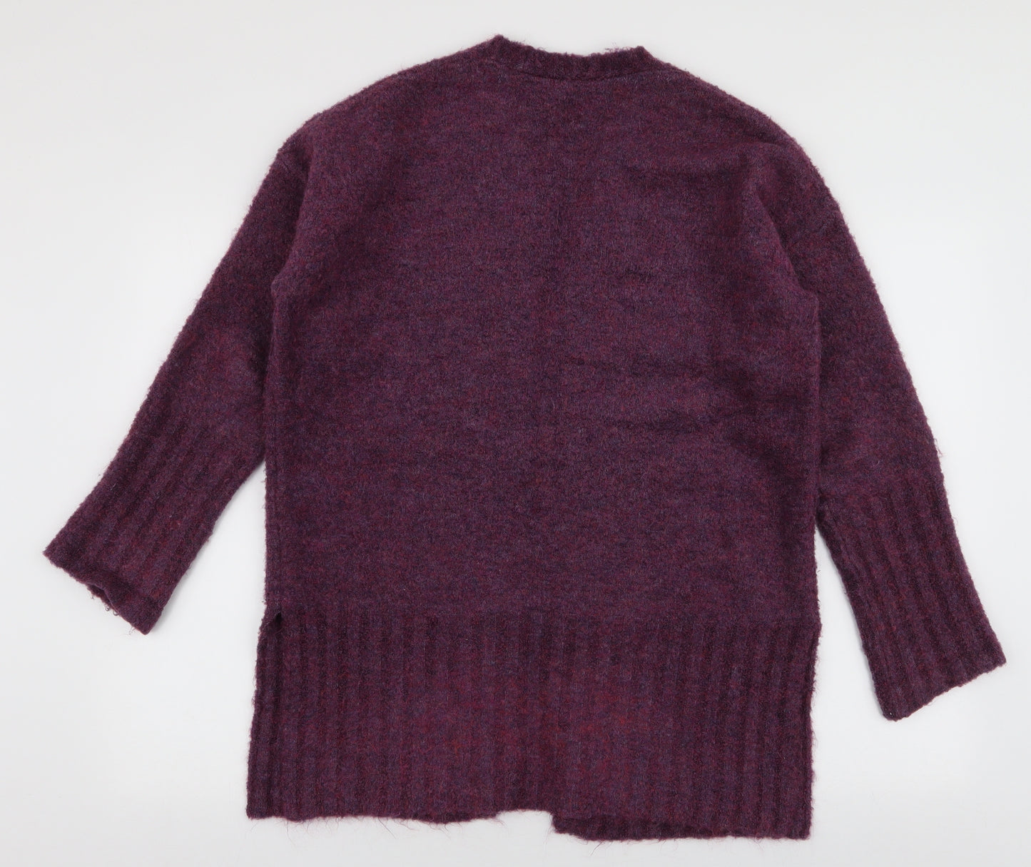 Marks and Spencer Womens Purple V-Neck  Acrylic Cardigan Jumper Size M