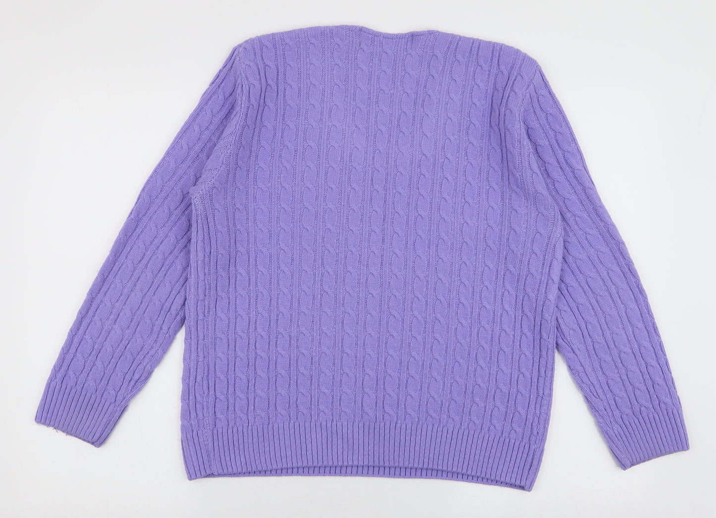Paco Boutique Womens Purple V-Neck  Acrylic Pullover Jumper Size 14