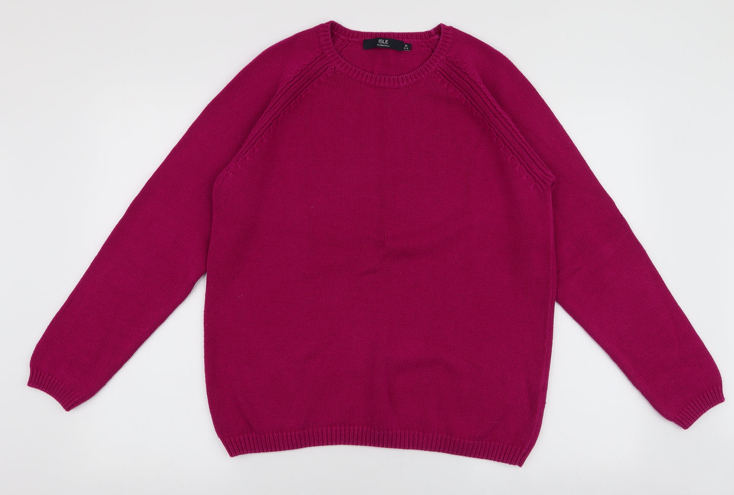Isle collection Womens Pink Round Neck  100% Cotton Pullover Jumper Size M