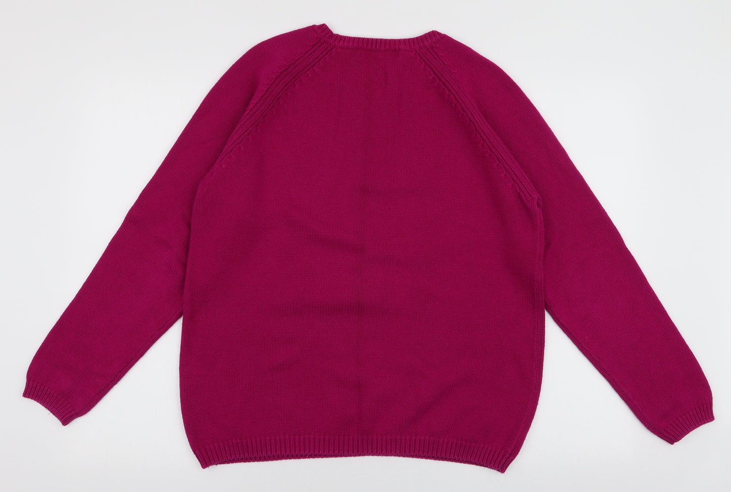 Isle collection Womens Pink Round Neck  100% Cotton Pullover Jumper Size M