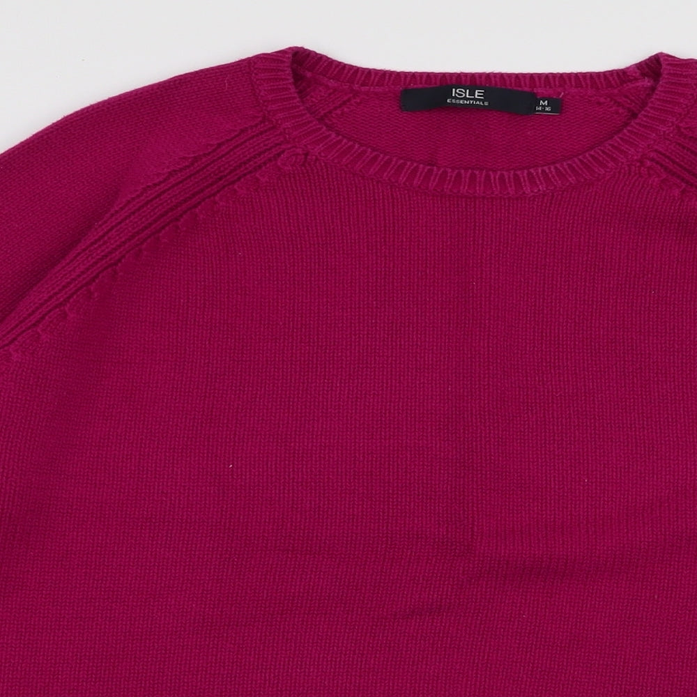 Isle collection Womens Pink Round Neck  100% Cotton Pullover Jumper Size M