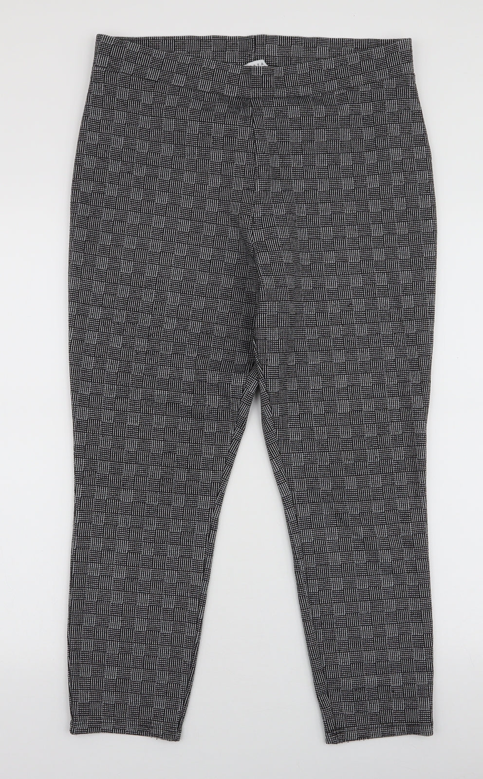 Papaya Womens Black Geometric Polyester Trousers  Size 14 L24 in Slim