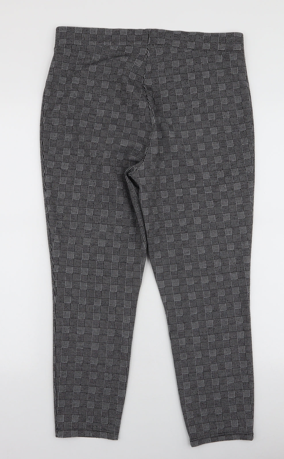Papaya Womens Black Geometric Polyester Trousers  Size 14 L24 in Slim