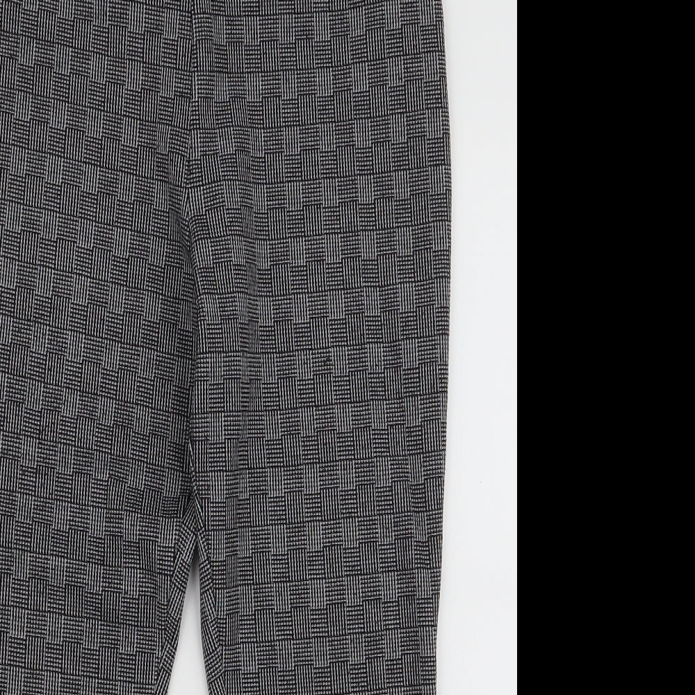 Papaya Womens Black Geometric Polyester Trousers  Size 14 L24 in Slim