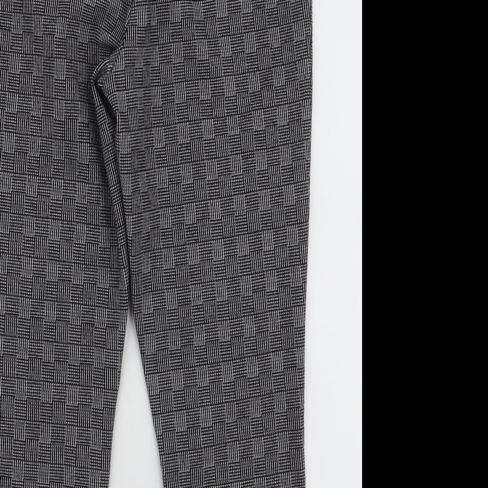 Papaya Womens Black Geometric Polyester Trousers  Size 14 L24 in Slim