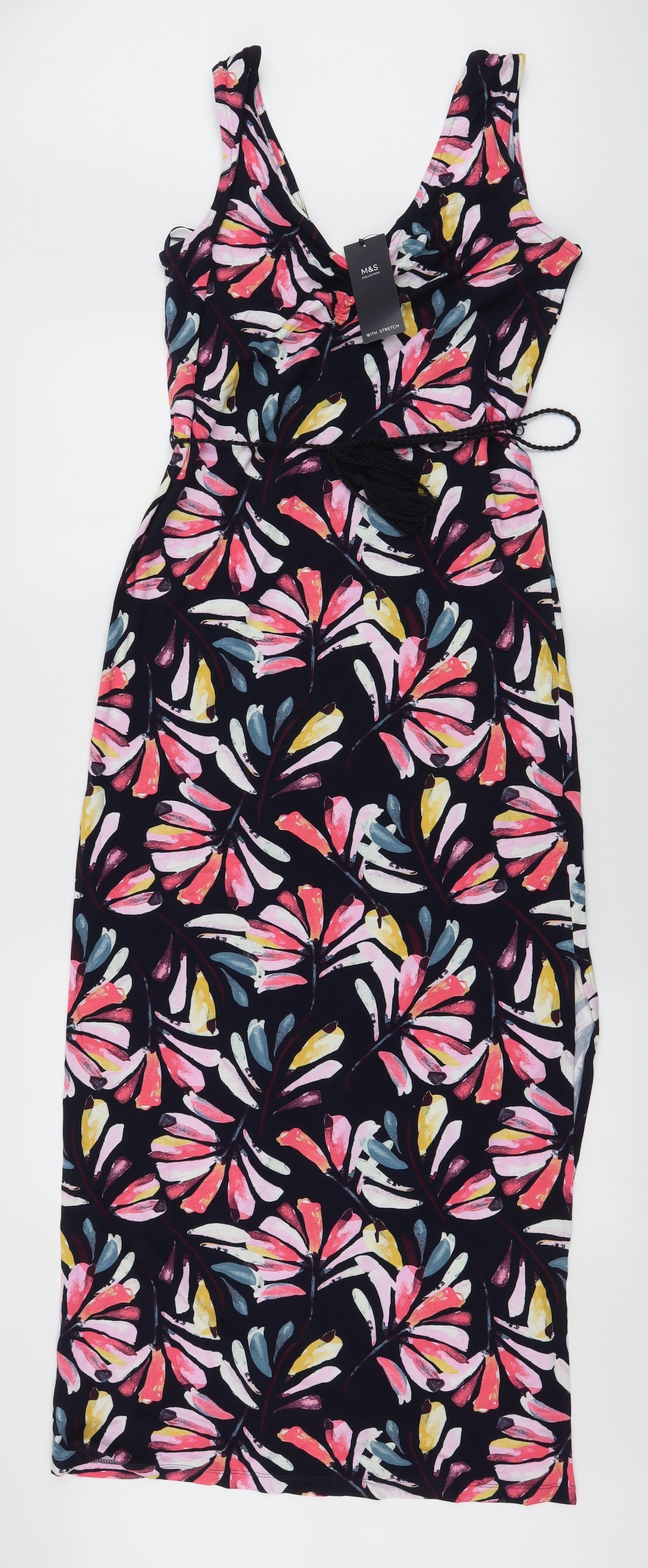 Marks and Spencer Womens Multicoloured Floral Viscose Maxi  Size 10  Round Neck Pullover