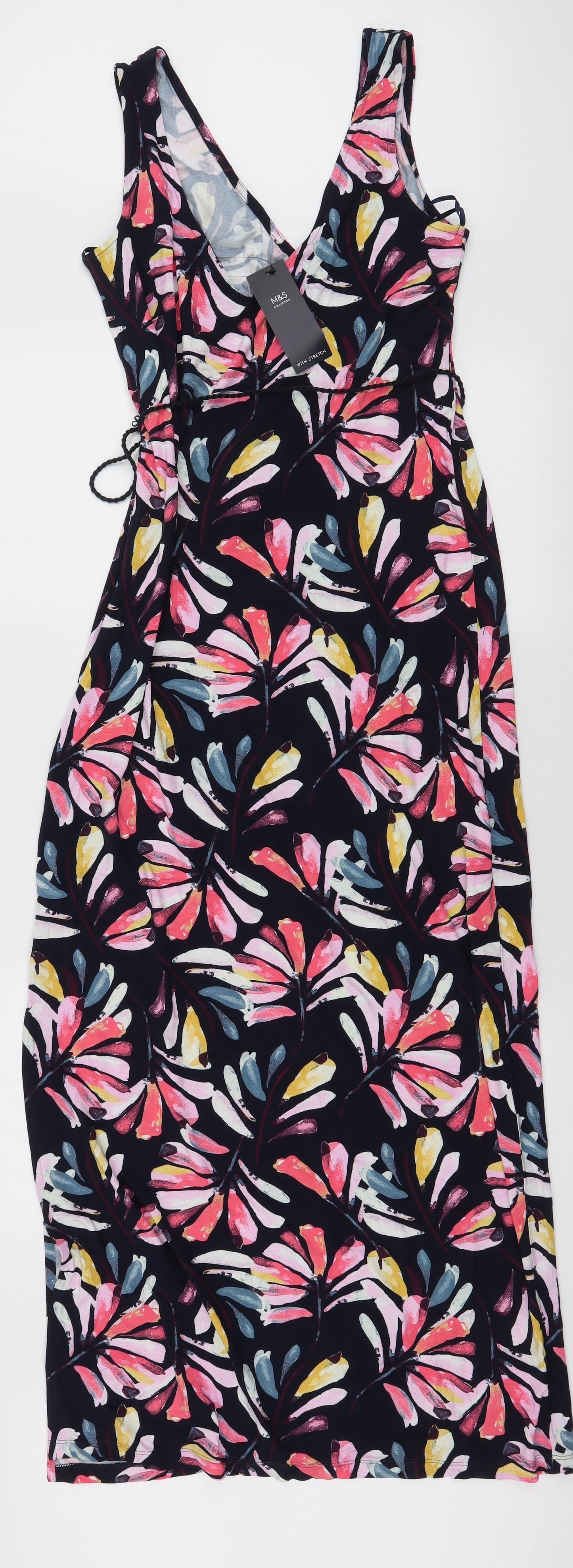 Marks and Spencer Womens Multicoloured Floral Viscose Maxi  Size 10  Round Neck Pullover