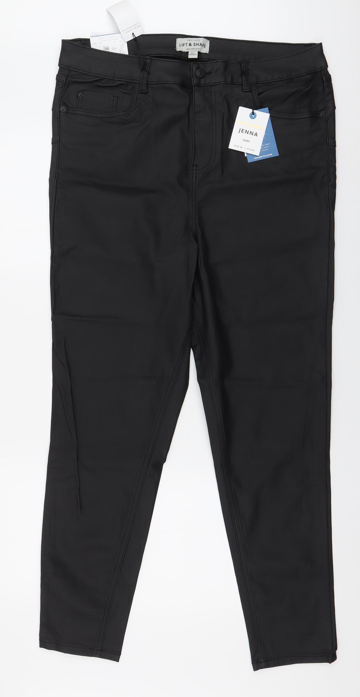 New Look Womens Black  Viscose Skinny Jeans Size 22 L29 in Slim Zip - Faux leather