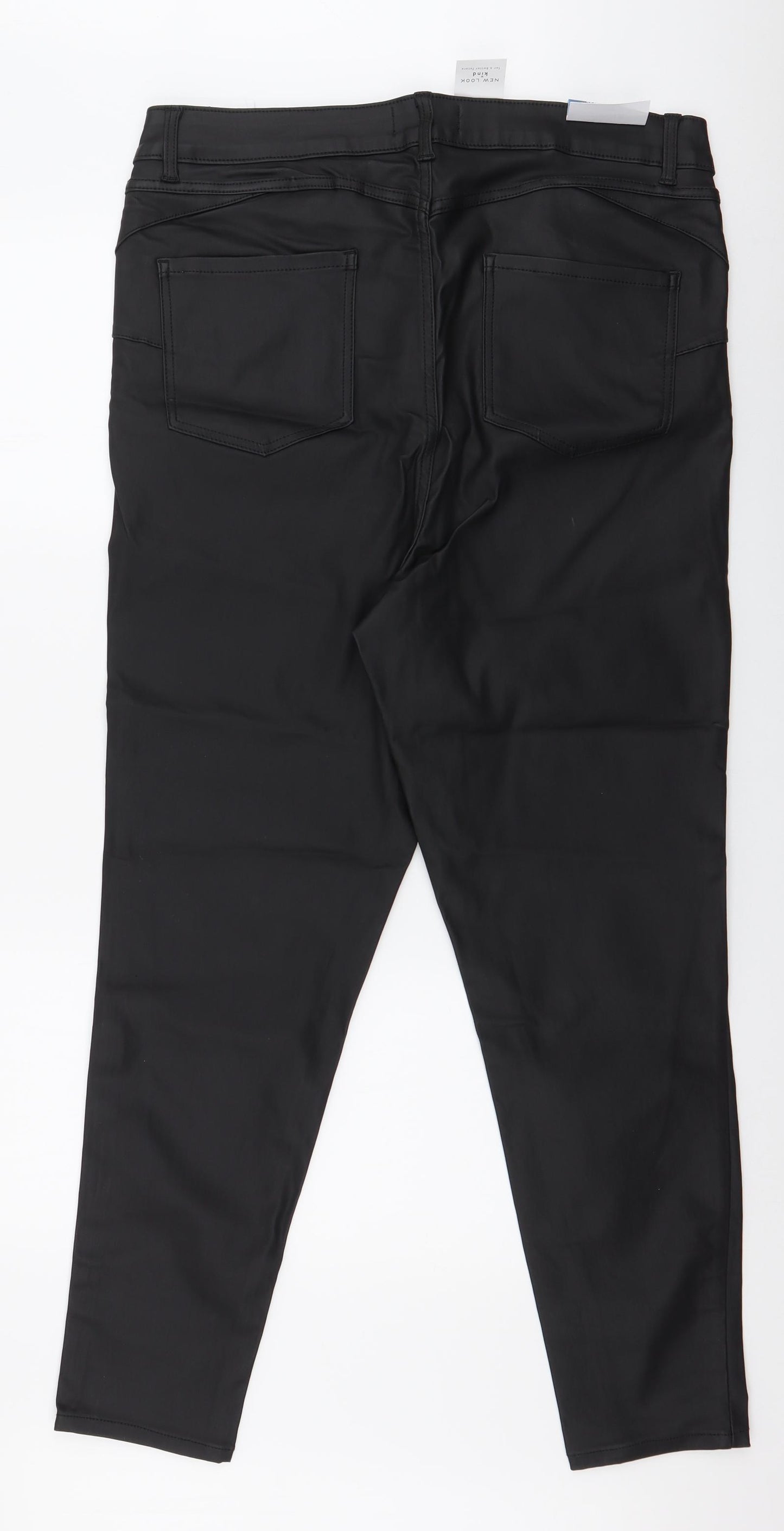 New Look Womens Black  Viscose Skinny Jeans Size 22 L29 in Slim Zip - Faux leather