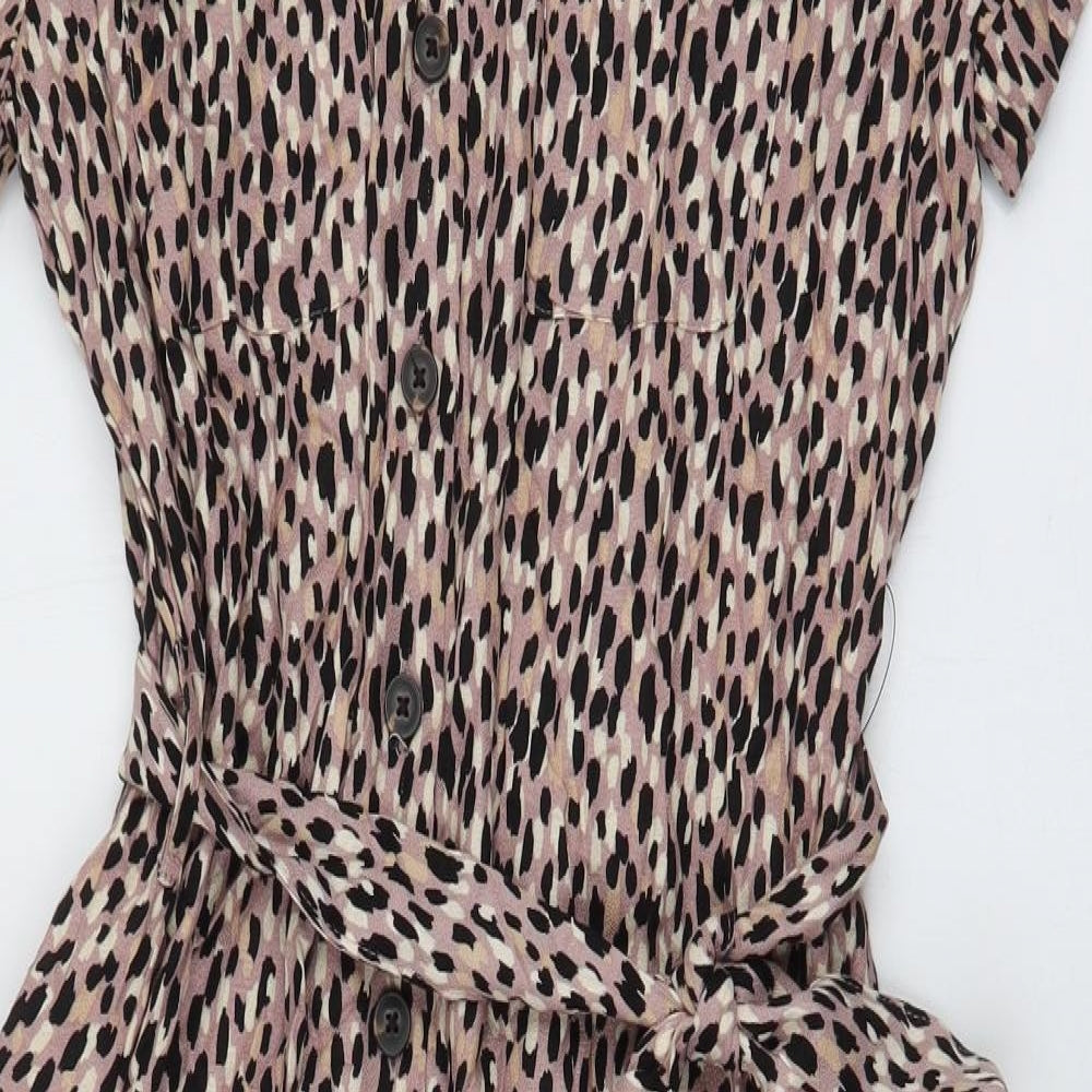 NEXT Womens Multicoloured Animal Print Viscose Maxi  Size 12  Collared Button