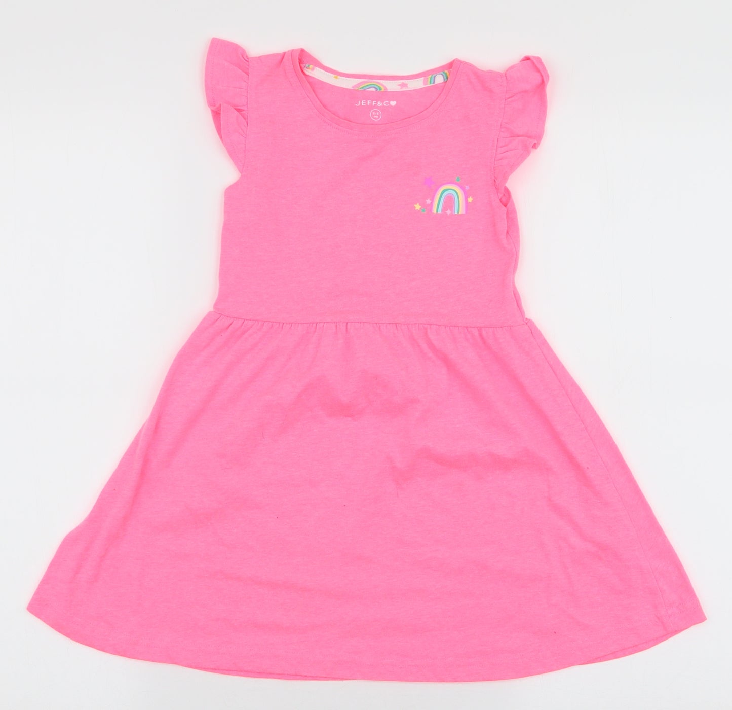 Jeff & Co Girls Pink  Polyester Skater Dress  Size 5-6 Years  Round Neck Pullover