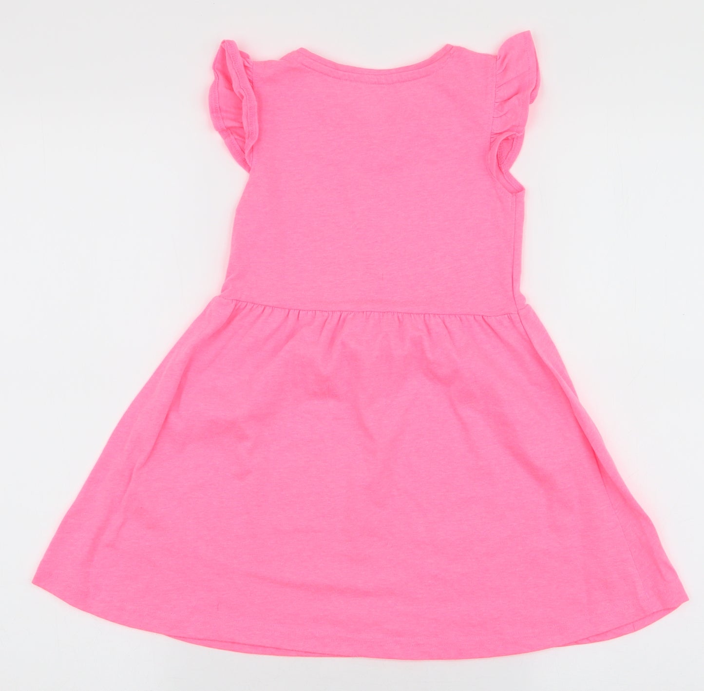 Jeff & Co Girls Pink  Polyester Skater Dress  Size 5-6 Years  Round Neck Pullover