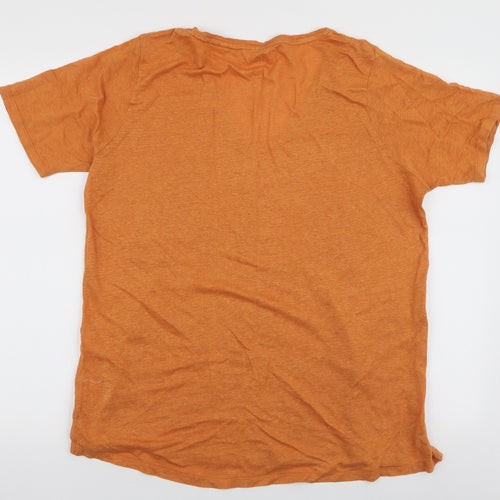 Fat Face Womens Orange  Linen Jersey T-Shirt Size 14 V-Neck