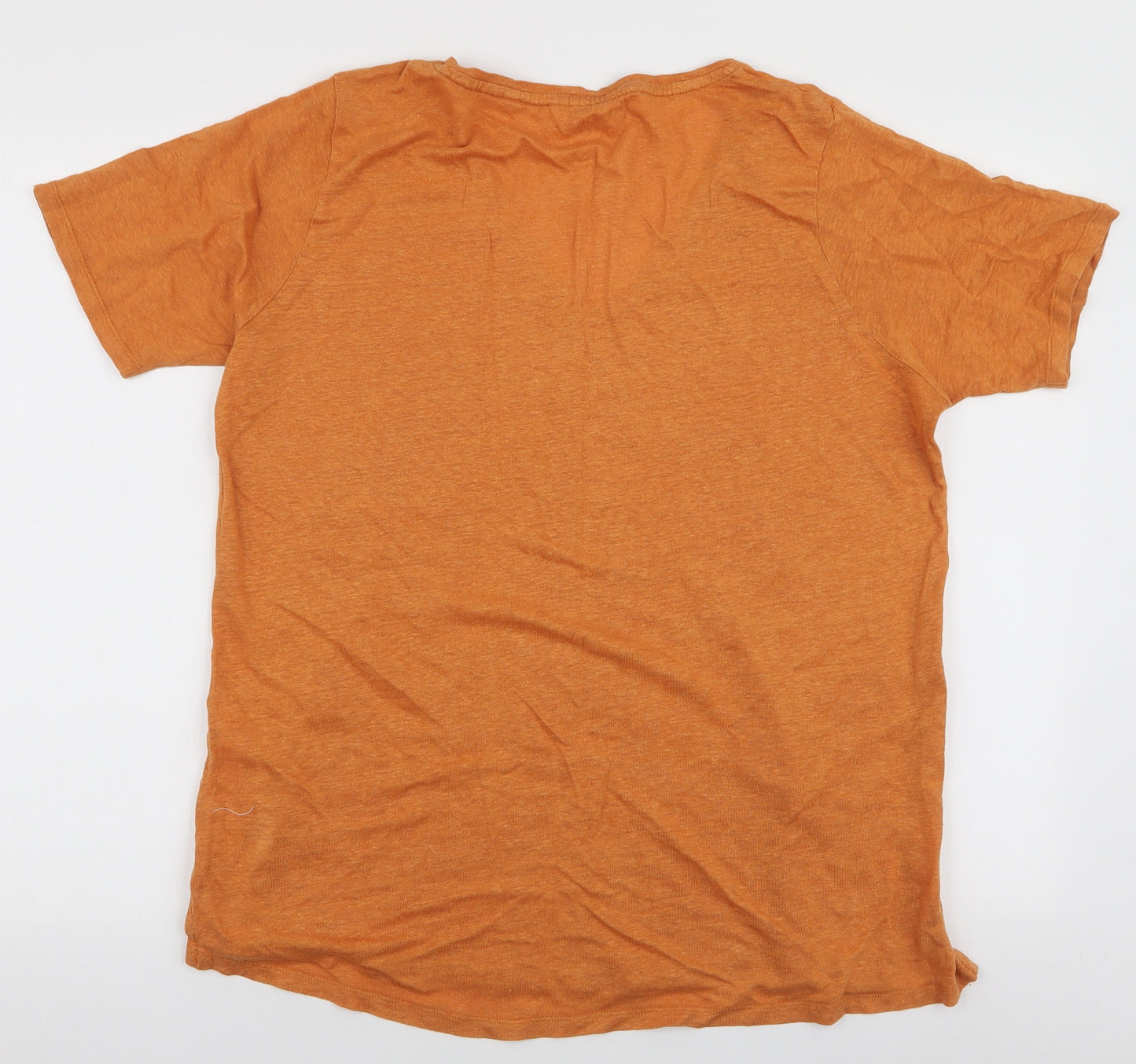 Fat Face Womens Orange  Linen Jersey T-Shirt Size 14 V-Neck