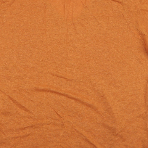 Fat Face Womens Orange  Linen Jersey T-Shirt Size 14 V-Neck
