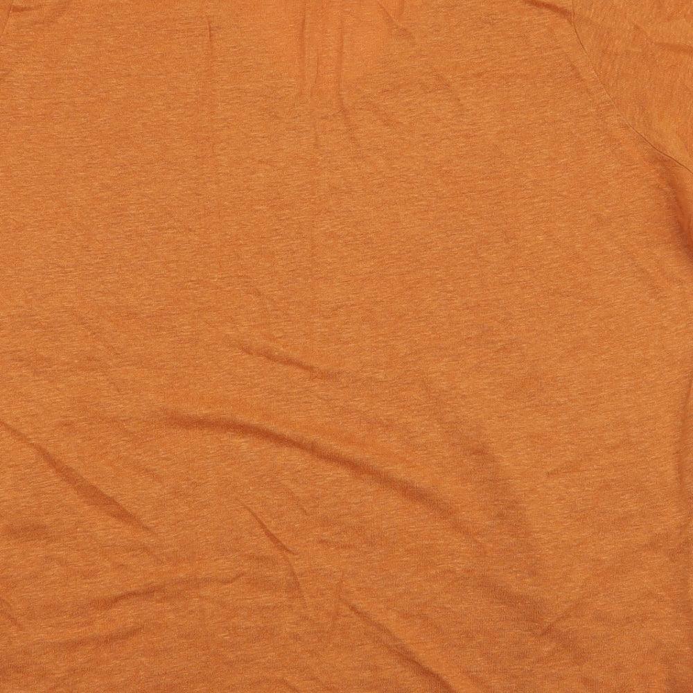 Fat Face Womens Orange  Linen Jersey T-Shirt Size 14 V-Neck
