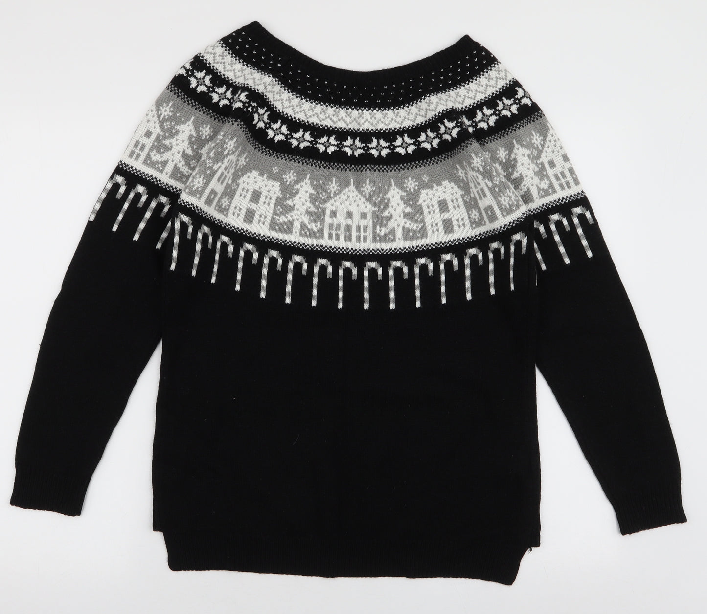 NEXT Womens Multicoloured Boat Neck Fair Isle Polyester Pullover Jumper Size 14   - Christmas Jumper