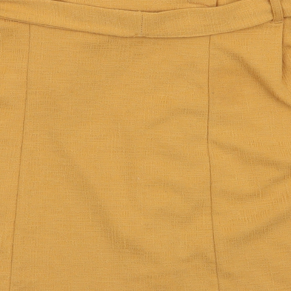Primark Womens Yellow  Polyester A-Line Skirt Size 12   Tie