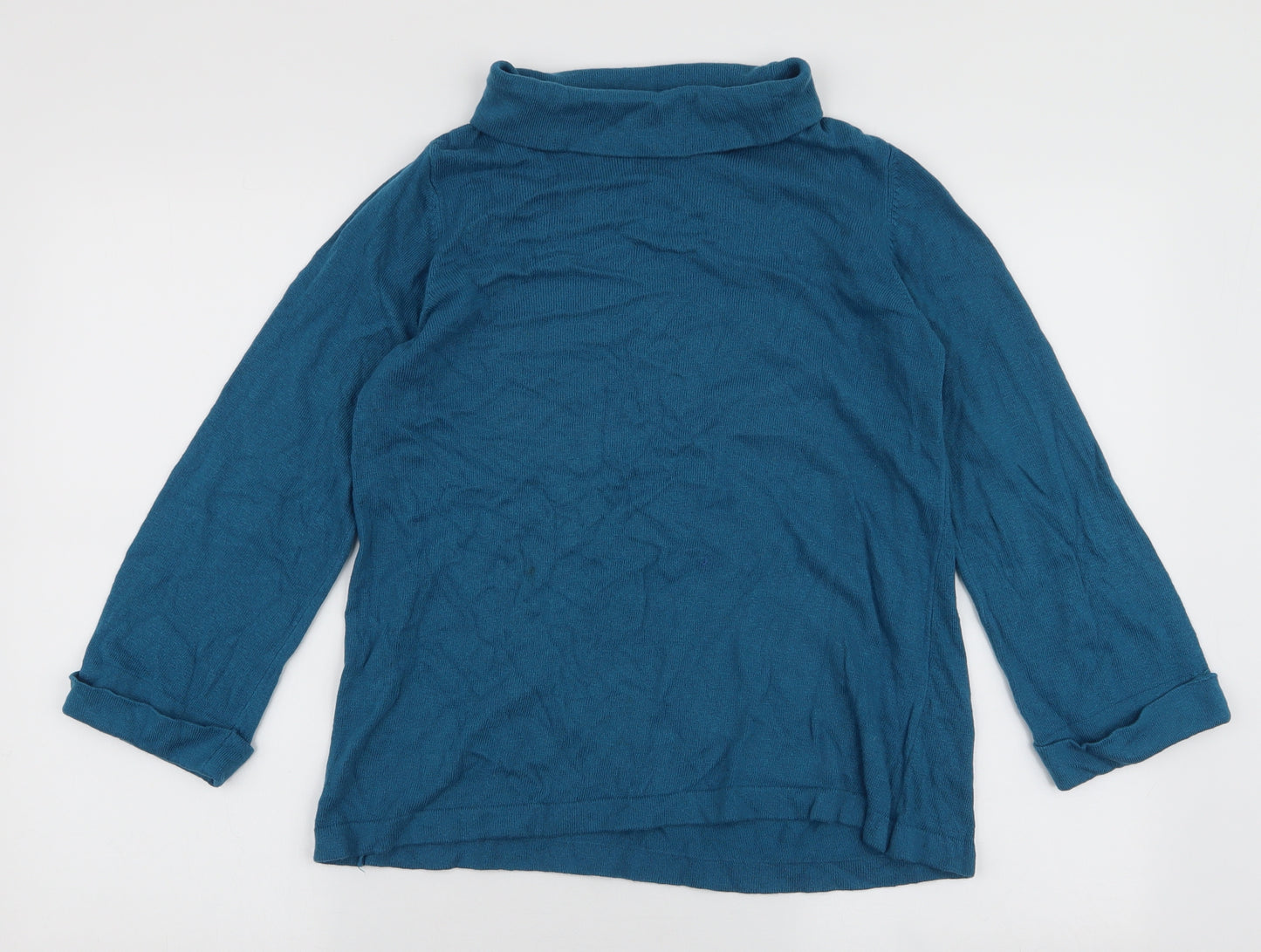 Boden Womens Blue Roll Neck  Cotton Pullover Jumper Size 14
