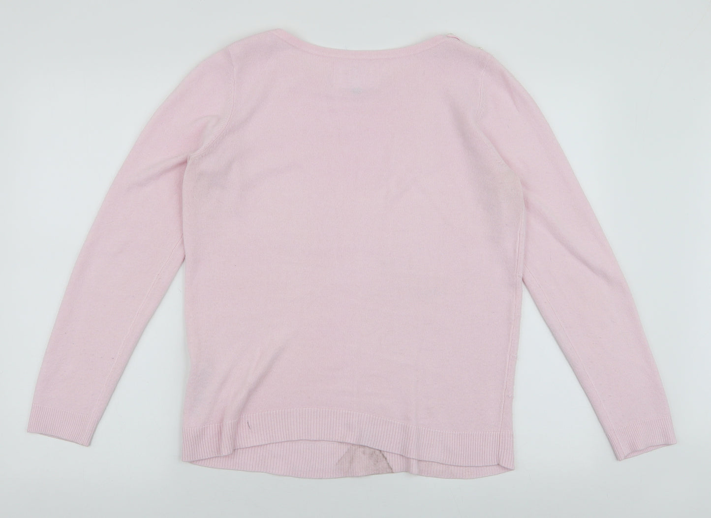 Maine Womens Pink Boat Neck  Acrylic Pullover Jumper Size 12
