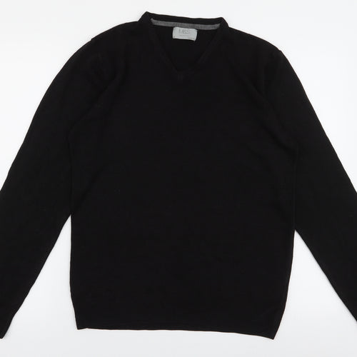 Marks and Spencer Mens Black V-Neck  Acrylic Pullover Jumper Size M