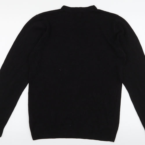 Marks and Spencer Mens Black V-Neck  Acrylic Pullover Jumper Size M