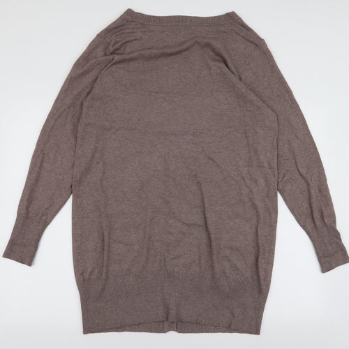 TU Womens Brown V-Neck  Viscose Cardigan Jumper Size 20