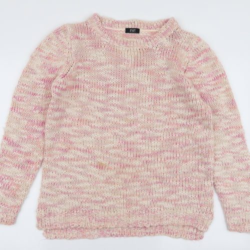 F&F Womens Pink Round Neck  Acrylic Pullover Jumper Size 14