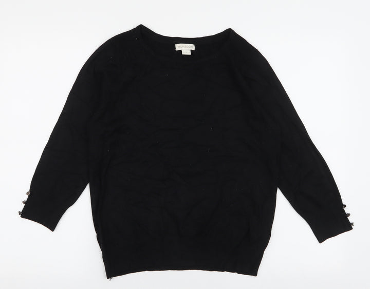Monsoon Womens Black Round Neck  Viscose Pullover Jumper Size 12