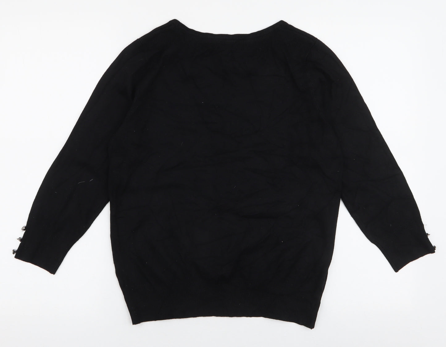 Monsoon Womens Black Round Neck  Viscose Pullover Jumper Size 12