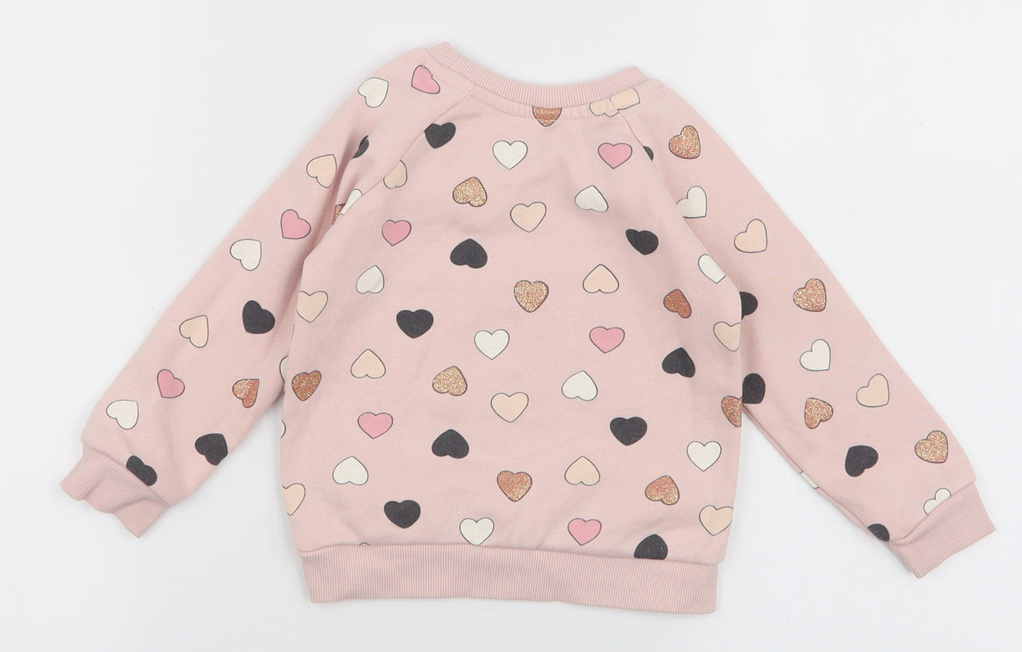 Primark Girls Pink  Cotton Pullover Jumper Size 12-18 Months  Pullover - Hearts