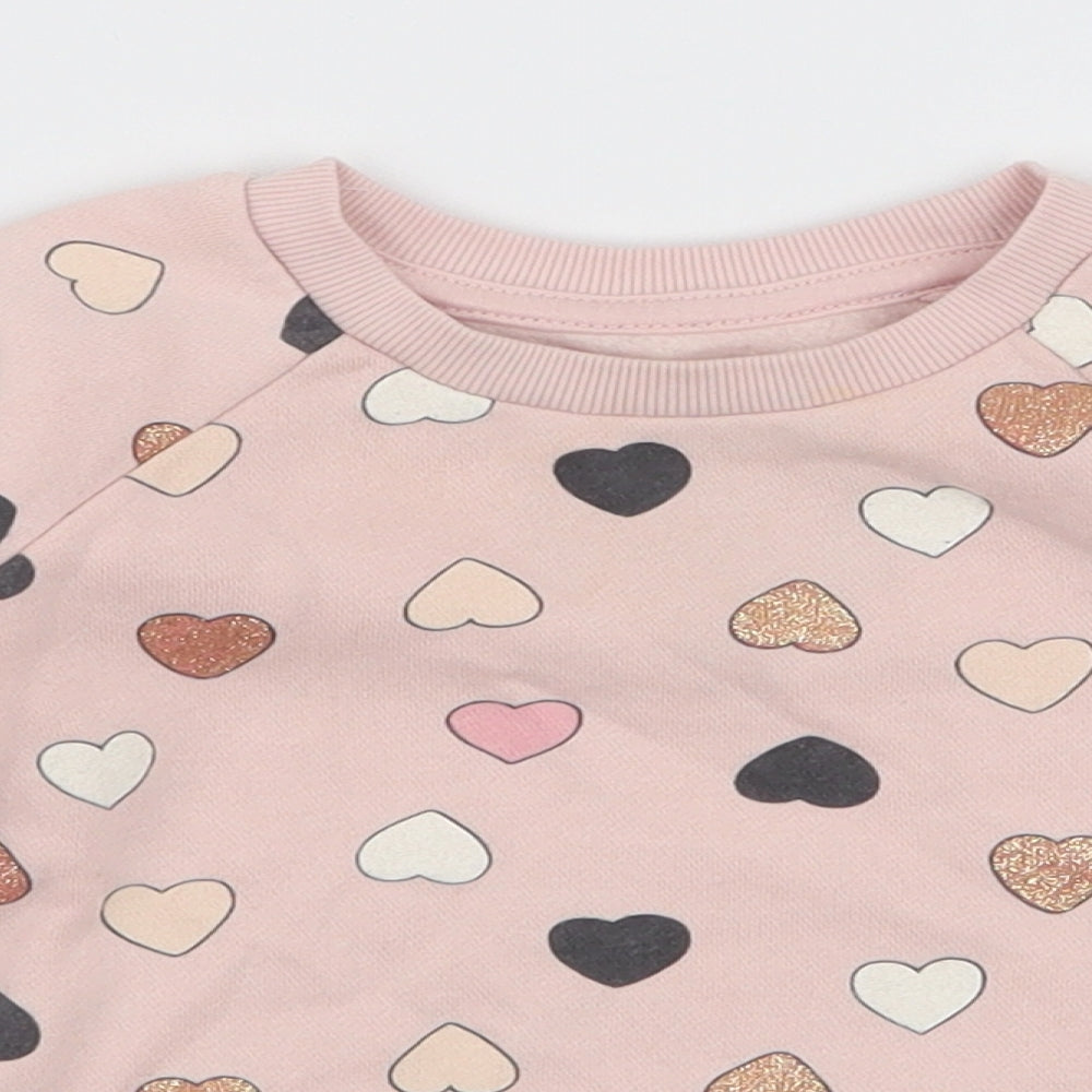 Primark Girls Pink  Cotton Pullover Jumper Size 12-18 Months  Pullover - Hearts