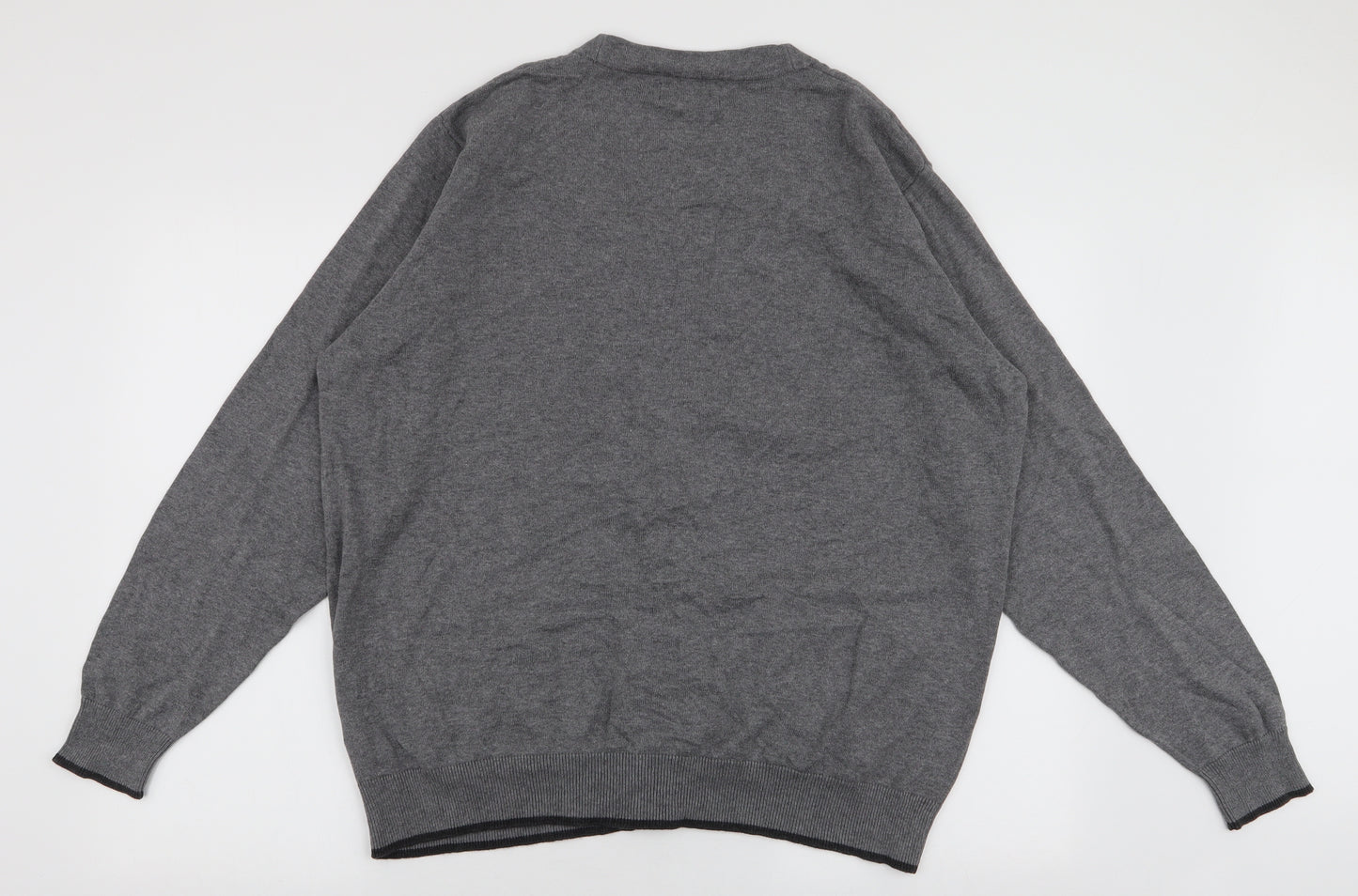 Marks and Spencer Mens Grey V-Neck  Cotton Cardigan Jumper Size XL