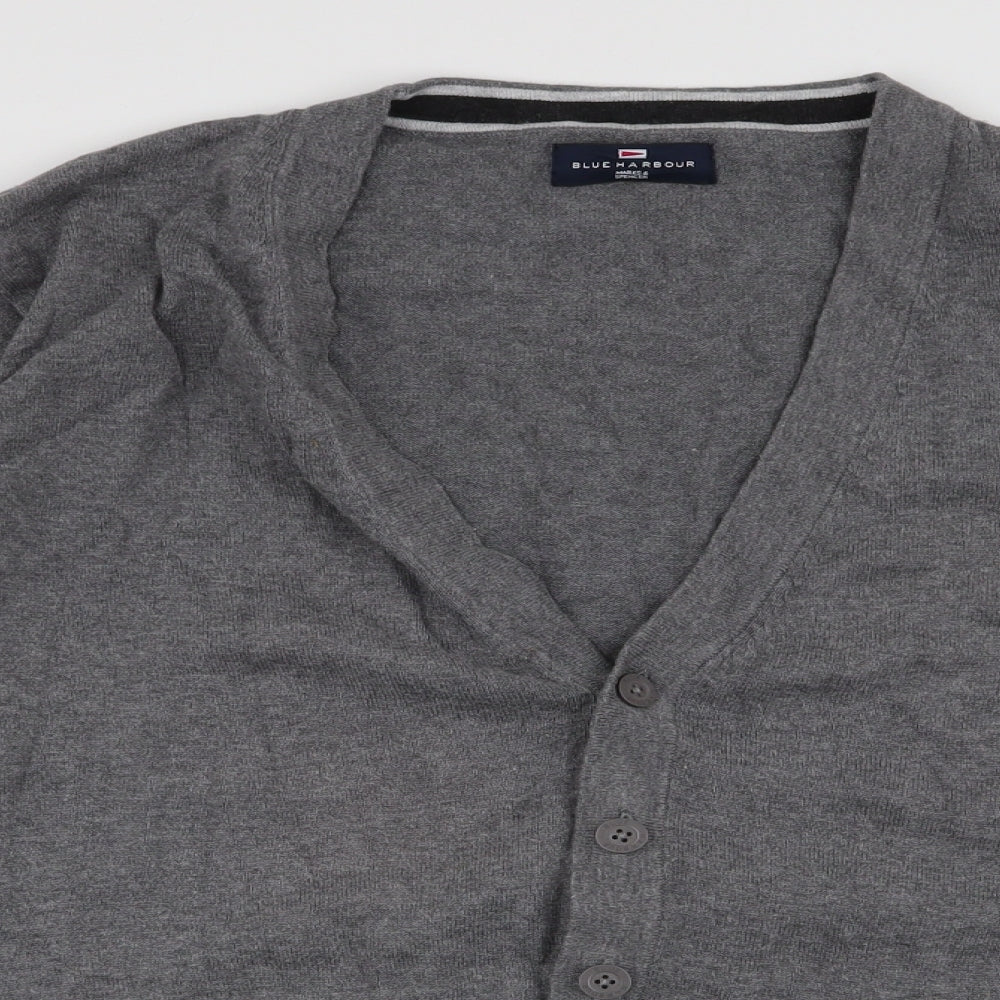 Marks and Spencer Mens Grey V-Neck  Cotton Cardigan Jumper Size XL