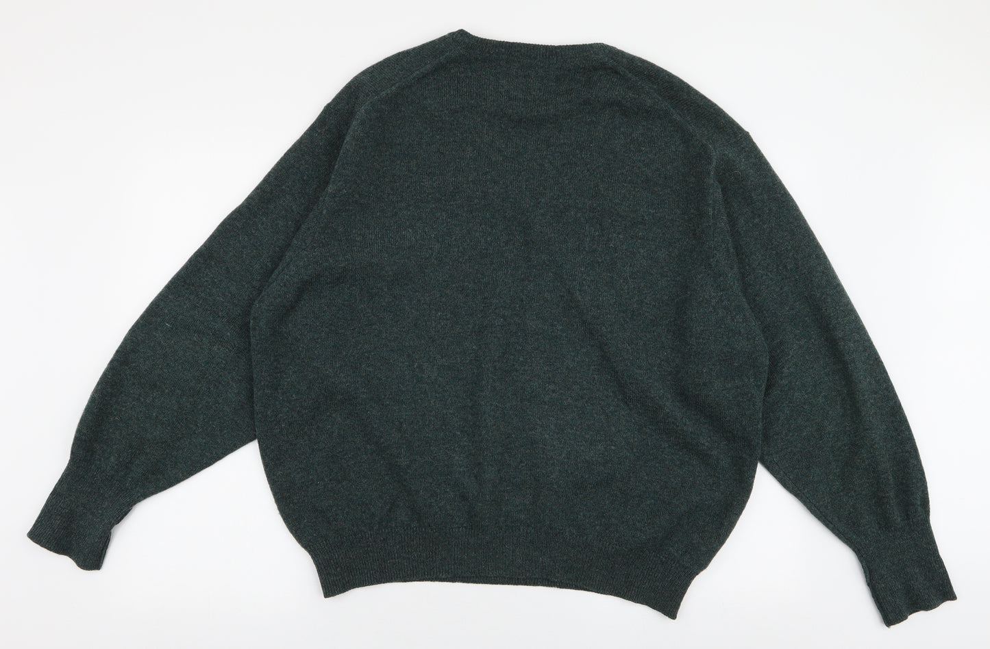 Marks and Spencer Mens Green V-Neck  Wool Pullover Jumper Size XL