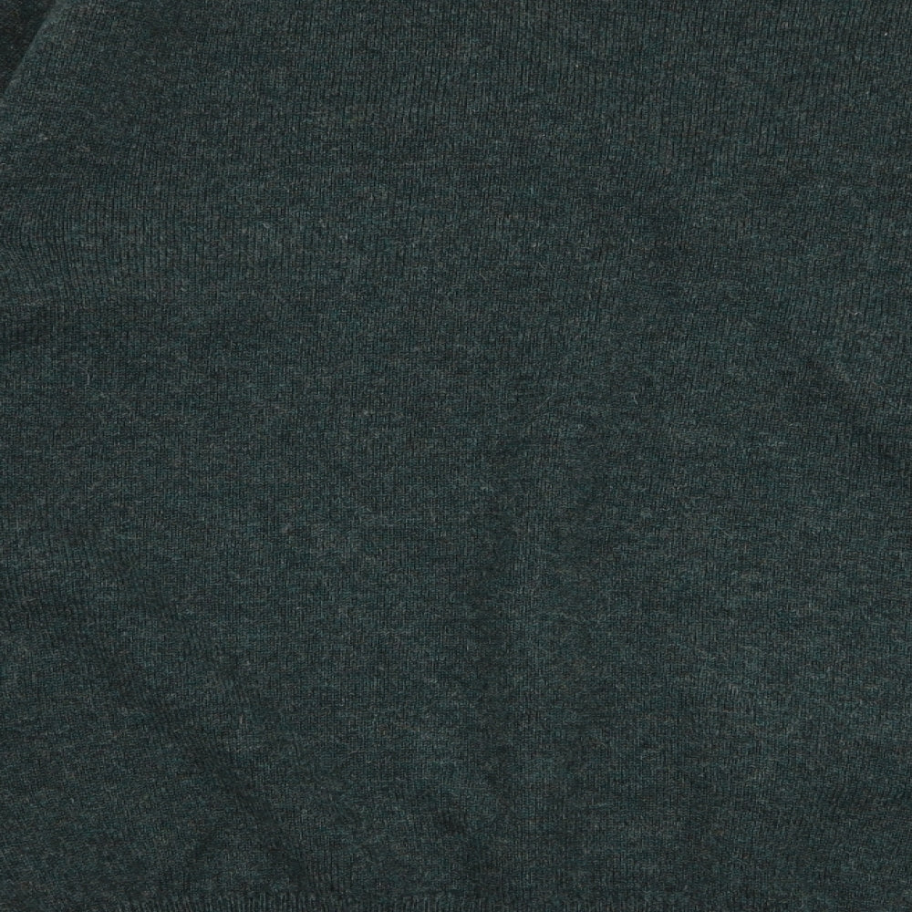 Marks and Spencer Mens Green V-Neck  Wool Pullover Jumper Size XL