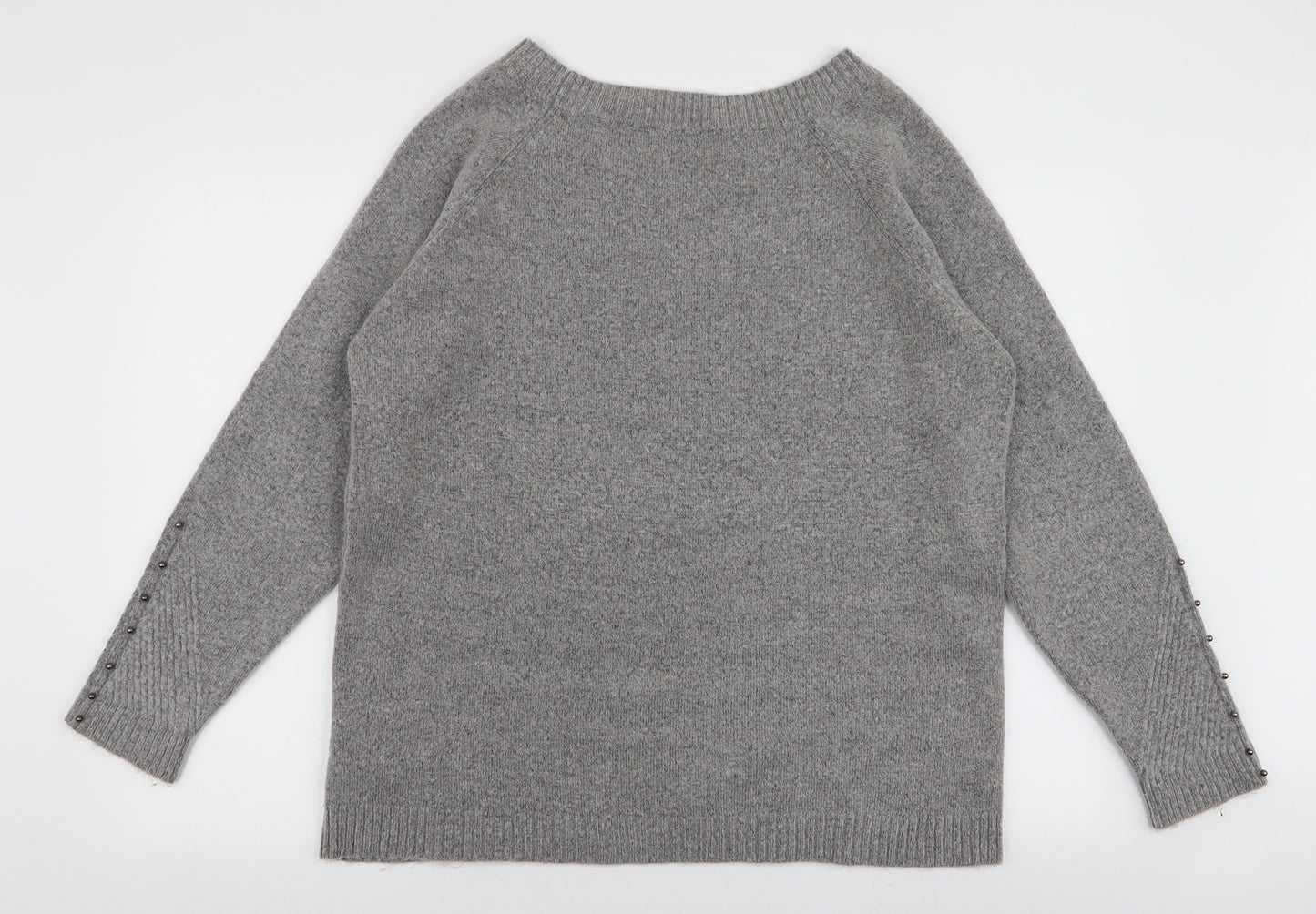 Dorothy Perkins Womens Grey Round Neck  Acrylic Pullover Jumper Size 16