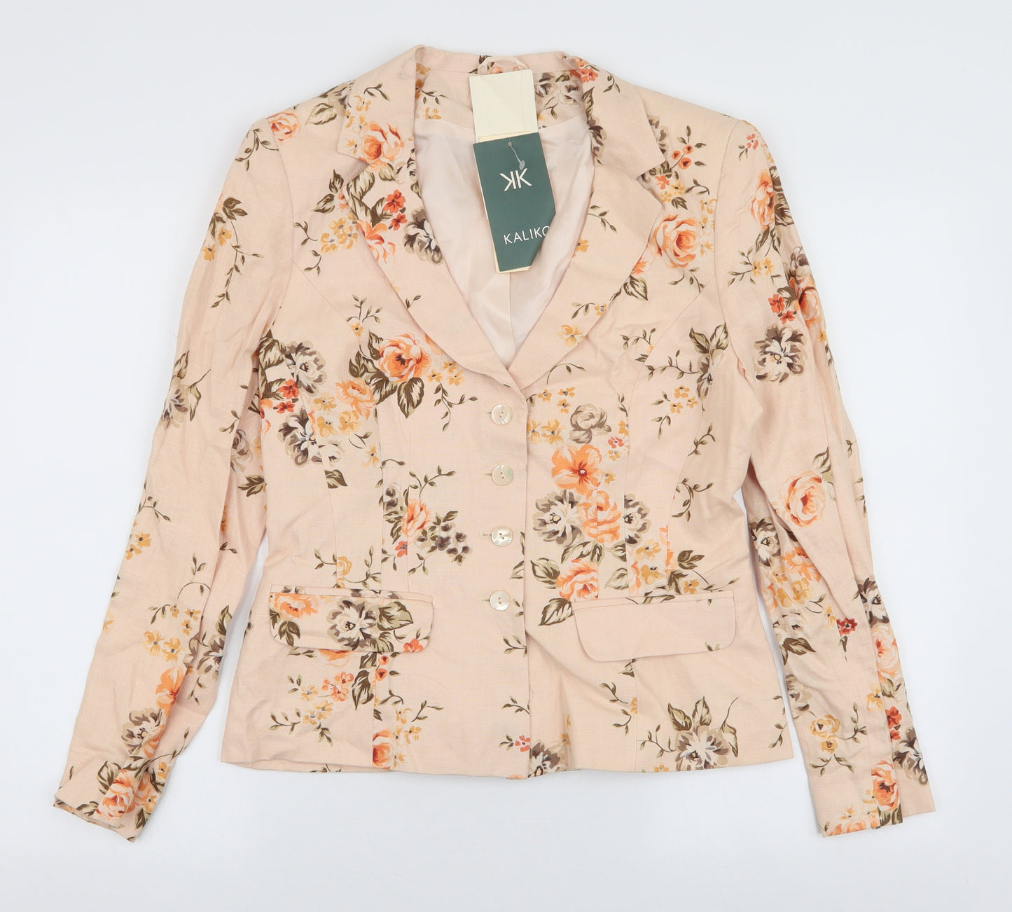 Kaliko Womens Multicoloured Floral  Jacket Blazer Size 10  Button