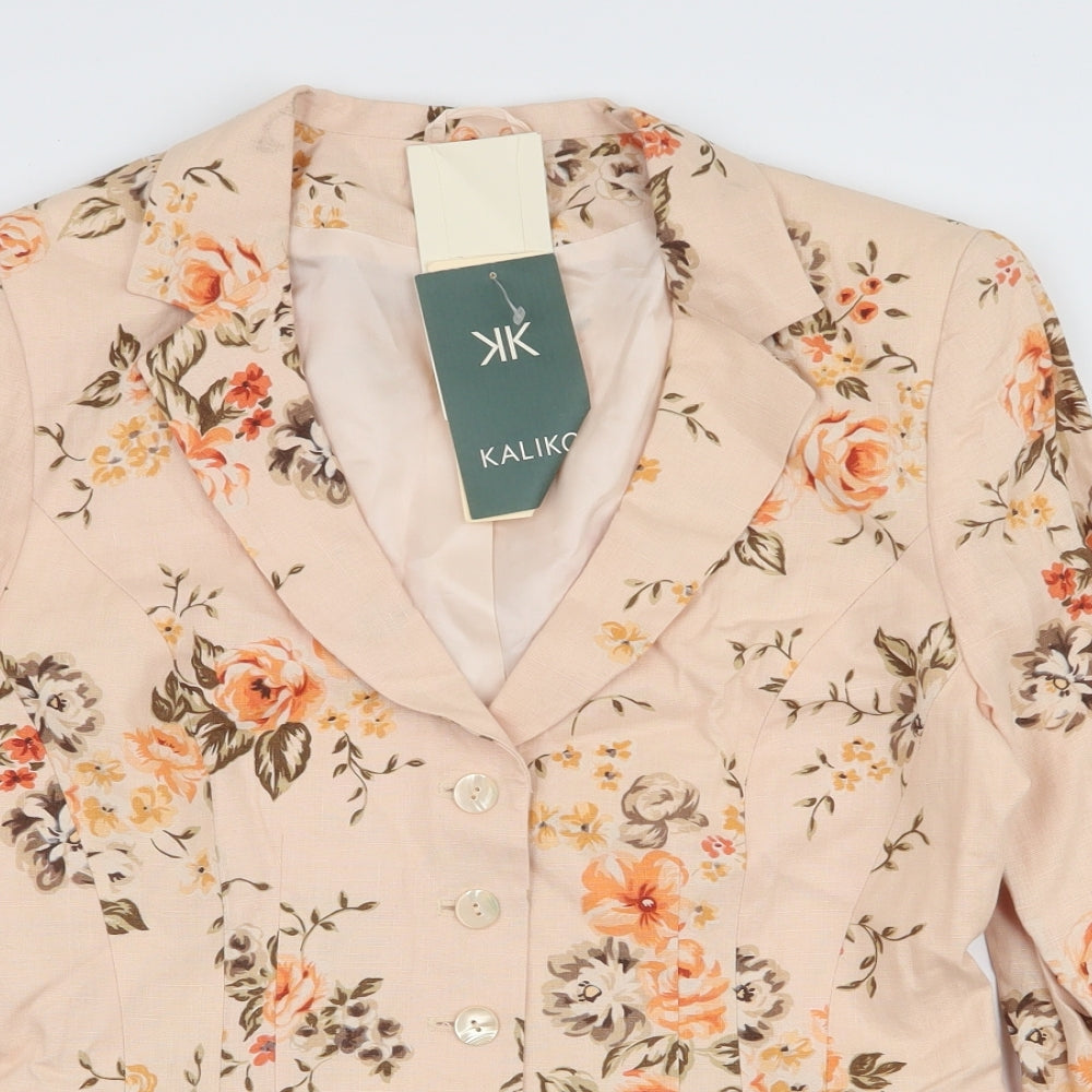 Kaliko Womens Multicoloured Floral  Jacket Blazer Size 10  Button