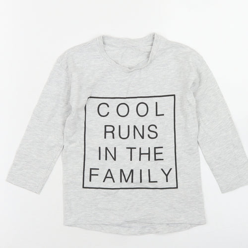 Dunnes Stores Girls Grey  Cotton Basic T-Shirt Size 2-3 Years Crew Neck  - Cool Runs in the Family