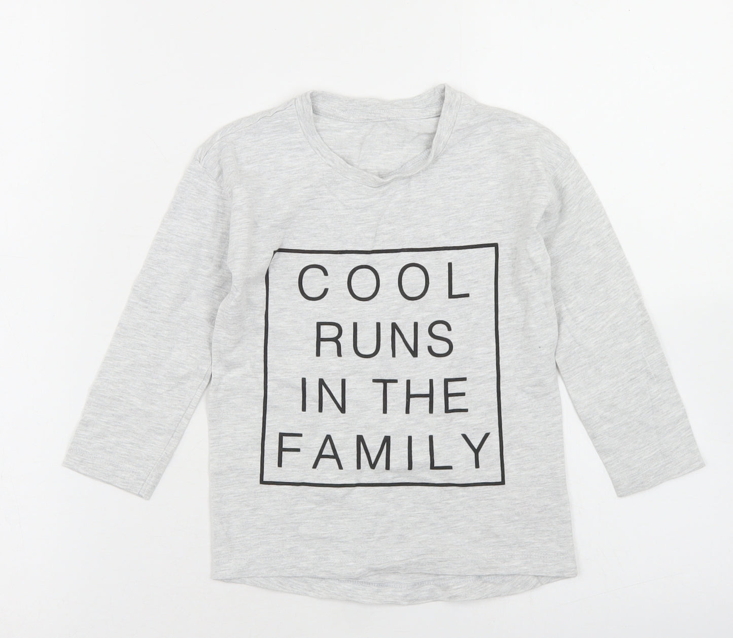 Dunnes Stores Girls Grey  Cotton Basic T-Shirt Size 2-3 Years Crew Neck  - Cool Runs in the Family