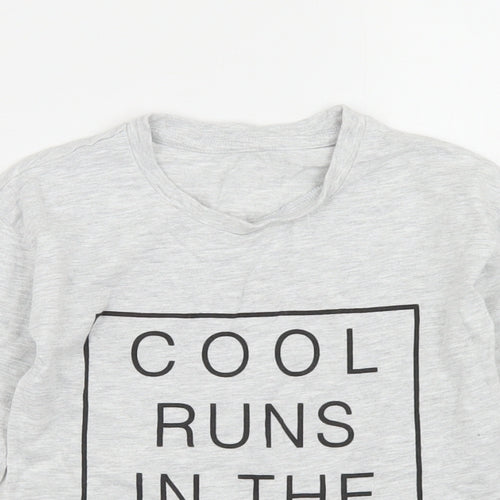 Dunnes Stores Girls Grey  Cotton Basic T-Shirt Size 2-3 Years Crew Neck  - Cool Runs in the Family
