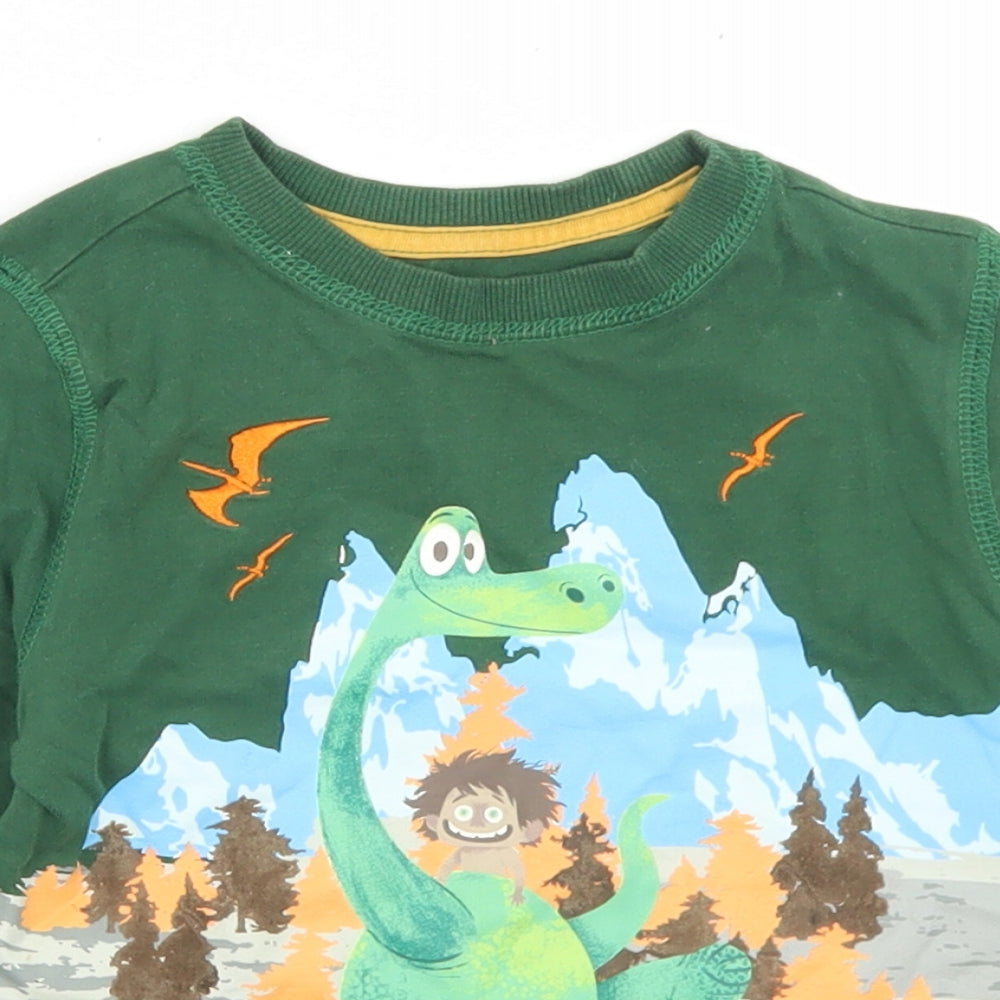 Disney Store Boys Green  Cotton Basic T-Shirt Size 3 Years Crew Neck  - The Good Dinosaur