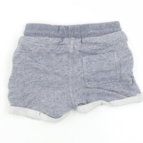 Marks and Spencer Boys Blue  Cotton Cropped Trousers Size 18 Months  Drawstring